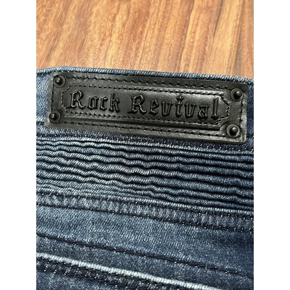 Rock Revival Moto Distressed Rip Zipper Vaclar Jeans RR Motorcycle Biker 32x31